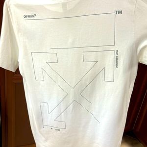 Off-White White Unfinished Reflective Arrows Logo Mens T-Shirt - Fall-Winter